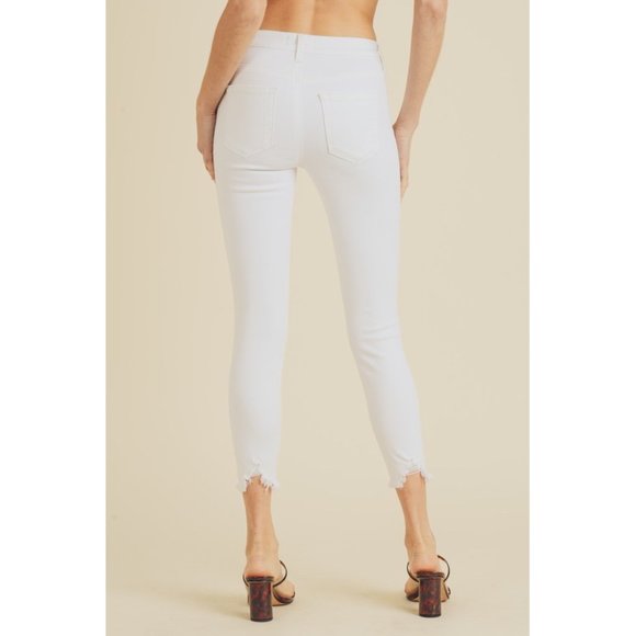 ❌SOLD OUT❌ JUST BLACK DENIM WHITE FRAYED HEM JEANS - Picture 3 of 3